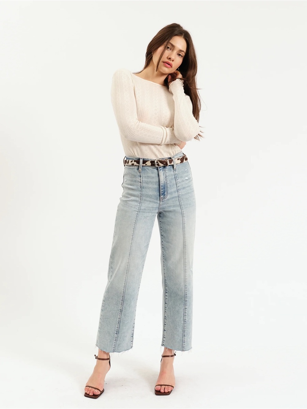 🆕 DAZE Denim Pleaser High Rise Wide Ankle Raw Hem Jean NWT SZ 29